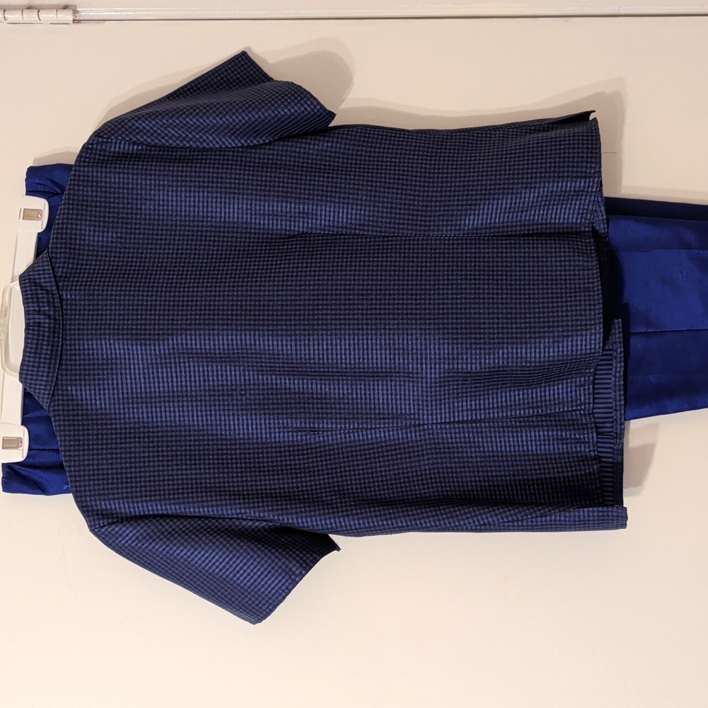 Women's Sag Harbor Blue/Black Checked Top/Blue Pants, Size 12 - Picture 2 of 4